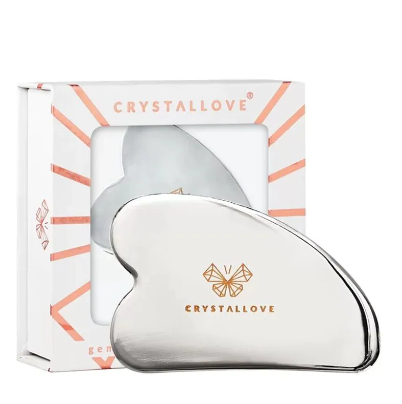 Crystallove Cryo Ice Gua Sha Płytka do Masażu Twarzy Gua Sha ze Stali Nierdzewnej