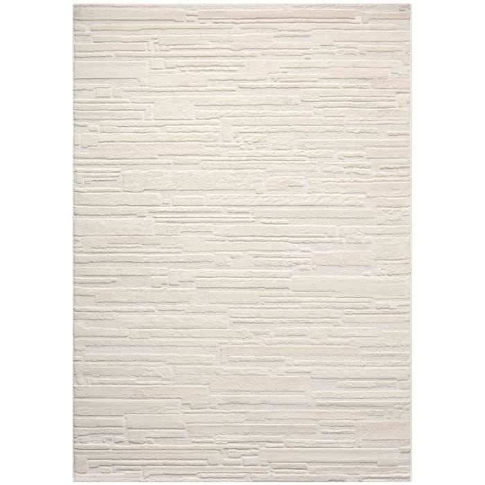 Tapis de séjour - VIMODA - Thème de la pierrel - Berbère - Crème - 160x230 cm