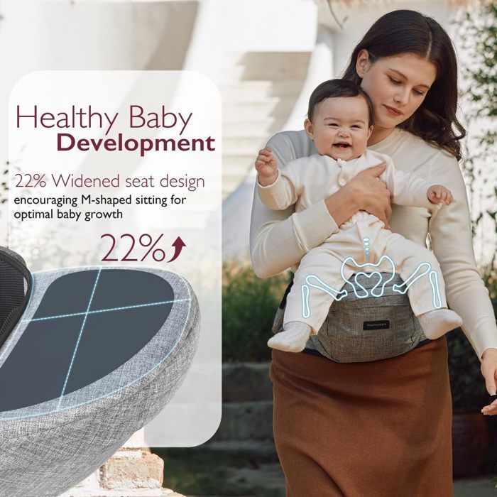 Ergonomische, verstellbare Babytrage von Momcozy, für Neugeborene und Kleinkinder bis 20 kg, Grau, Größe M