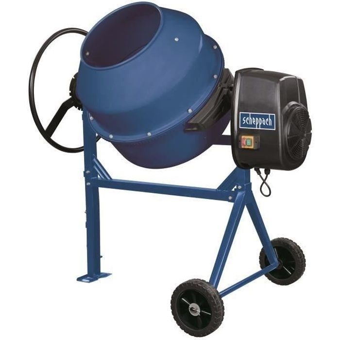 Hormigonera eléctrica Scheppach MIX160 - 160 L - Ruedas y asa basculante