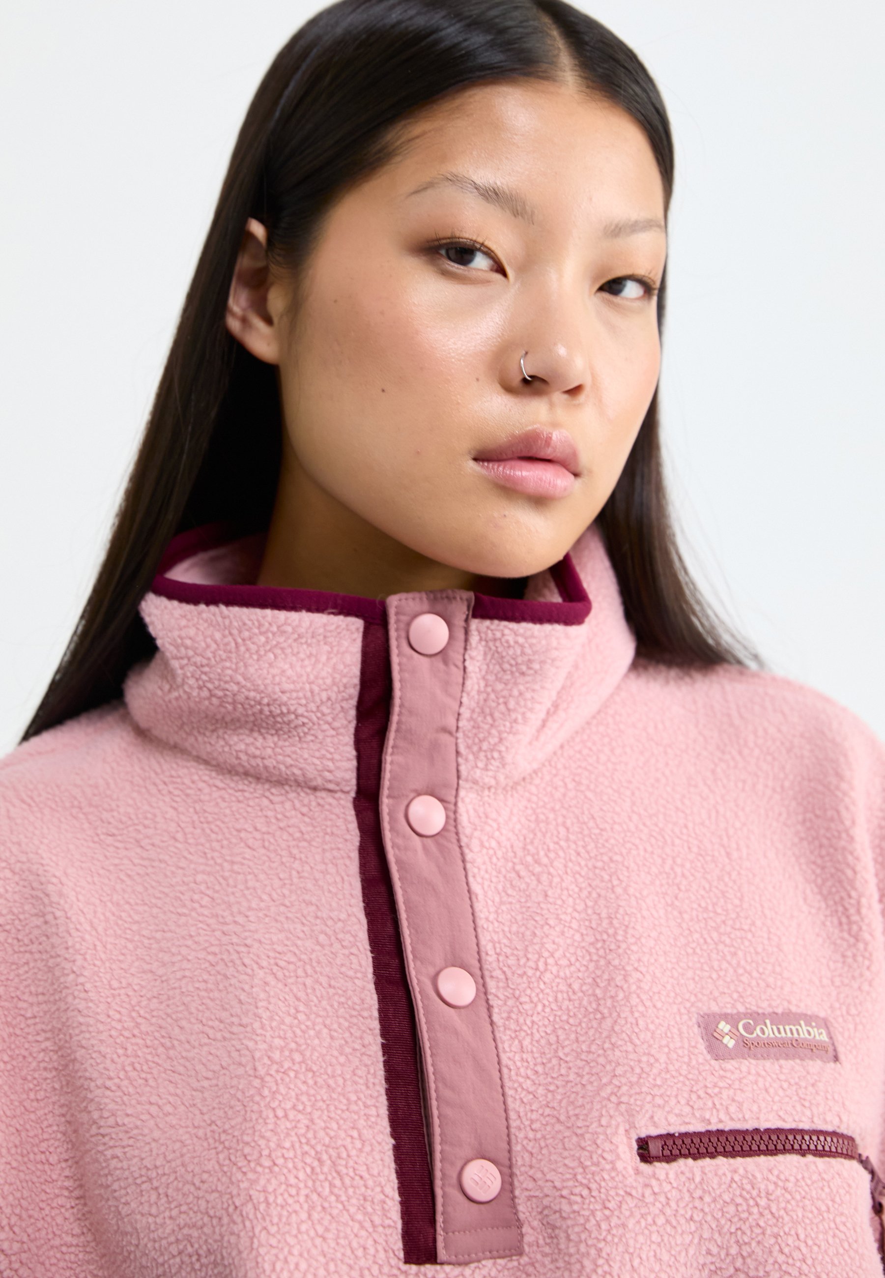 Pull polaire Columbia HELVETIA™ II CROPPED HALF SNAP - rose gomme/figue/bordeaux