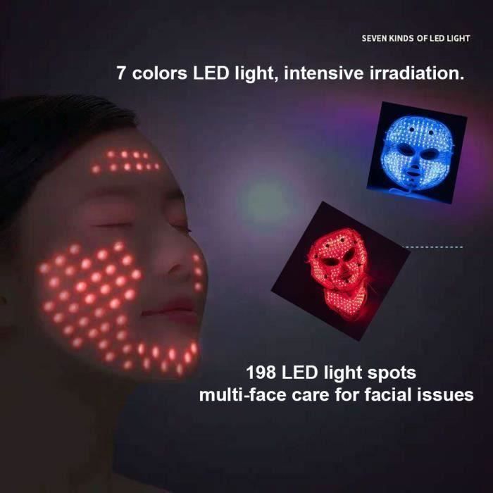 YYV Masque de Luminothrapie Visage LED 7 Couleurs Beaut du Visage Photon pour Hydratant Raffermissant Anti-ge