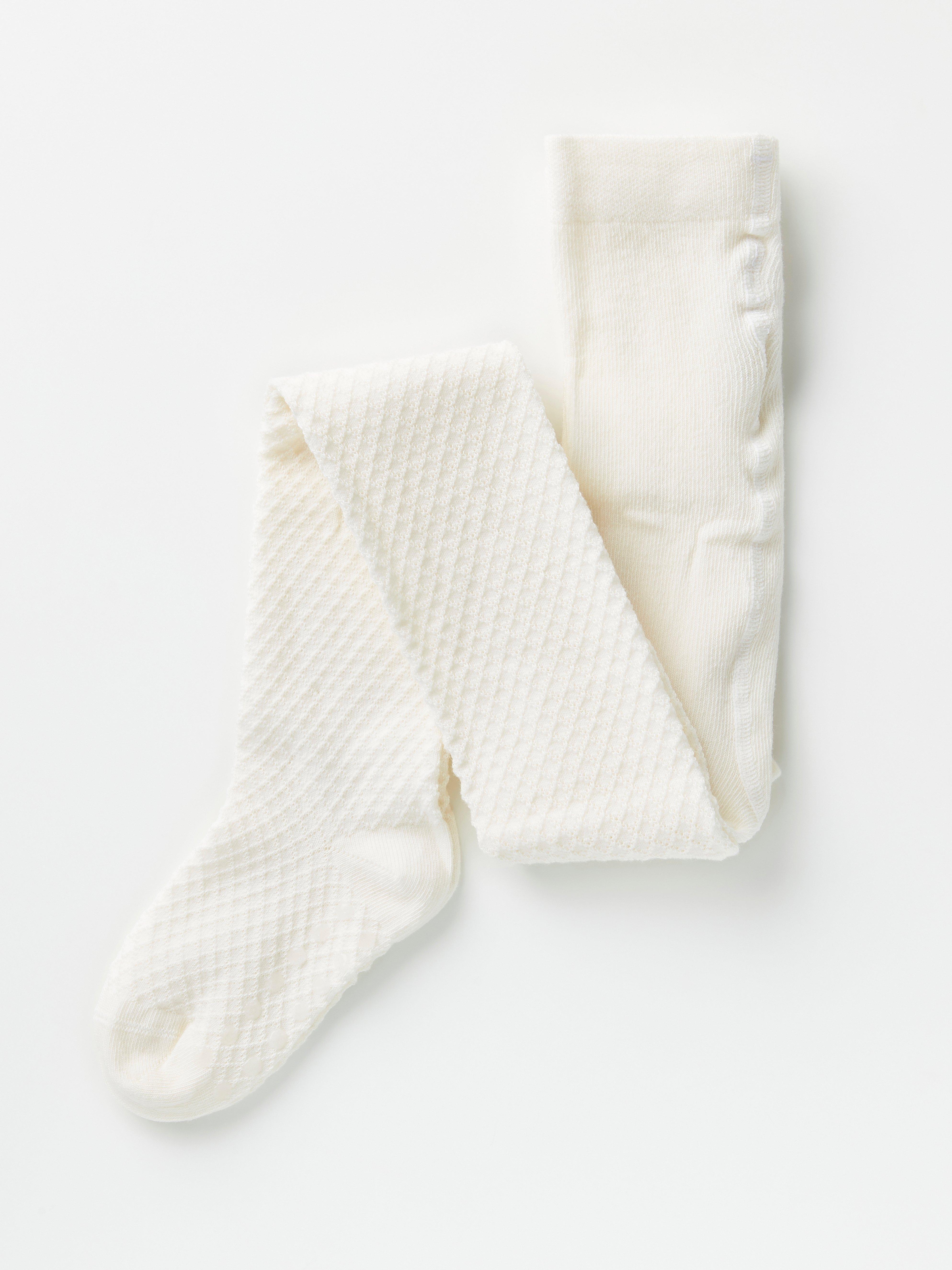 Jacquardstickad strumpbyxa Branco Claro Acinzentado