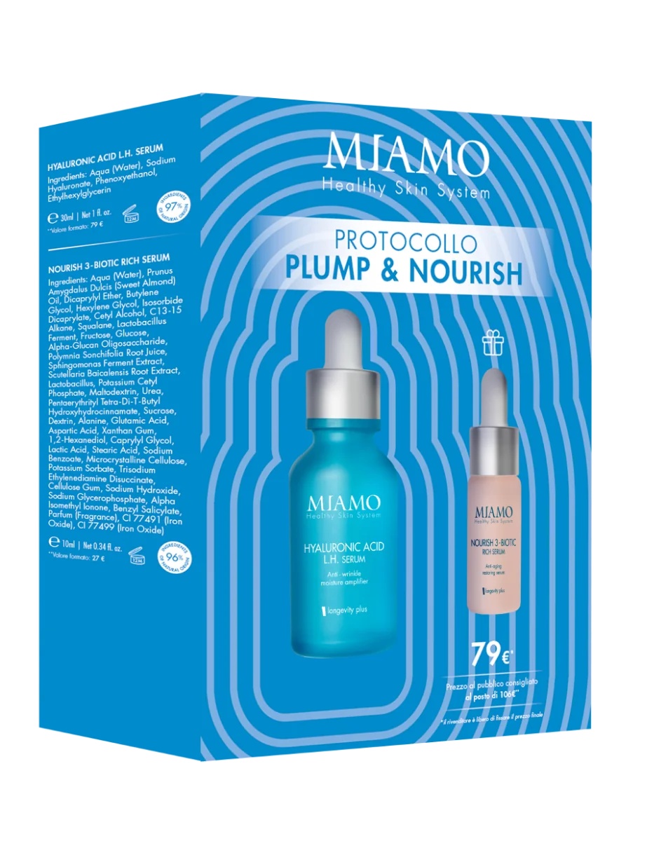 MIAMO Miamo Plump & Hudra Set 1 Dehydratatie- en rimpelserum met hyaluronzuur LH 30 ml + 1 Voedende 3 Biotic 10 ml