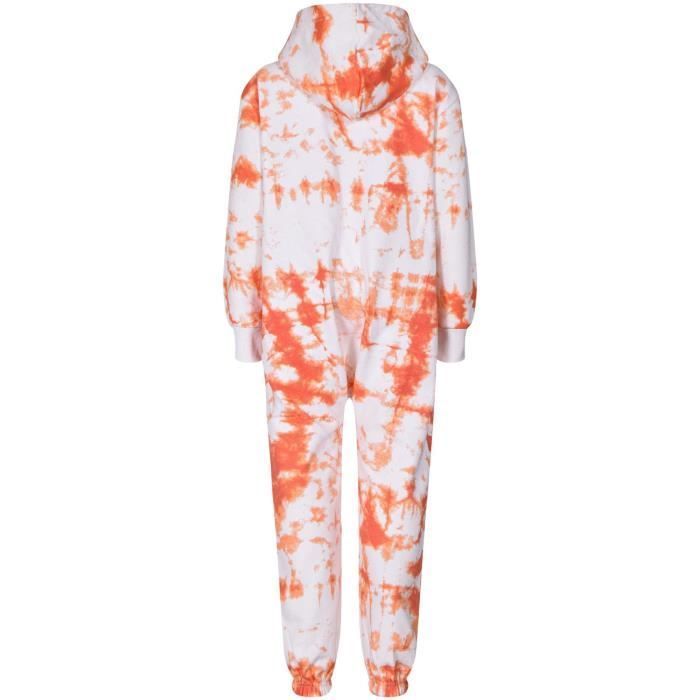 Mädchen Fleece-Einteiler Loungewear Orange Batikmuster Pyjama-Set 5-13 Jahre