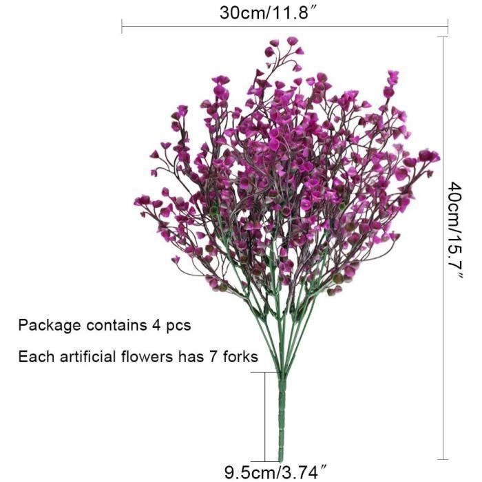 Arbustos de flores artificiales - BIGILANTUH - Juego de 4 - 40 cm - Plástico ecológico - Morado