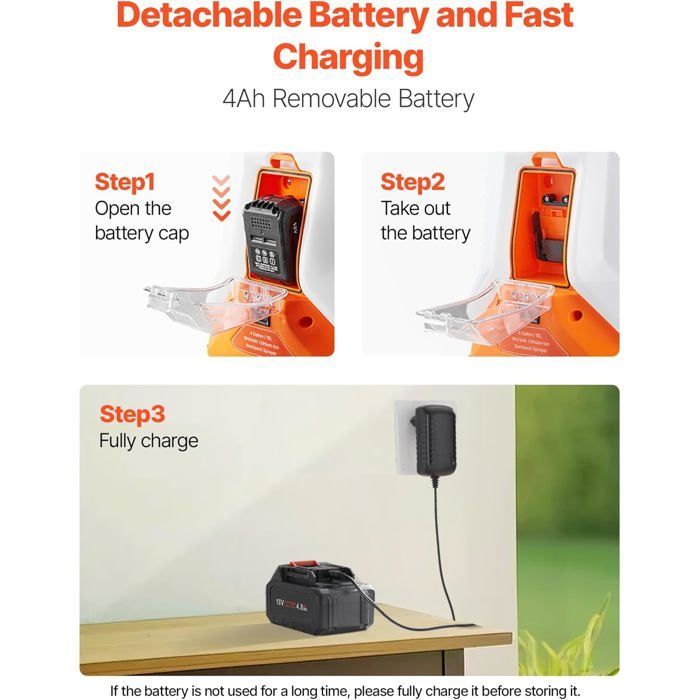 VEVOR Irroratore elettrico a zaino da 16 litri a batteria, regolabile da 0 a 6,2 bar, con 2 lance, 8 ugelli, batteria da 21 V 4 Ah, irroratore