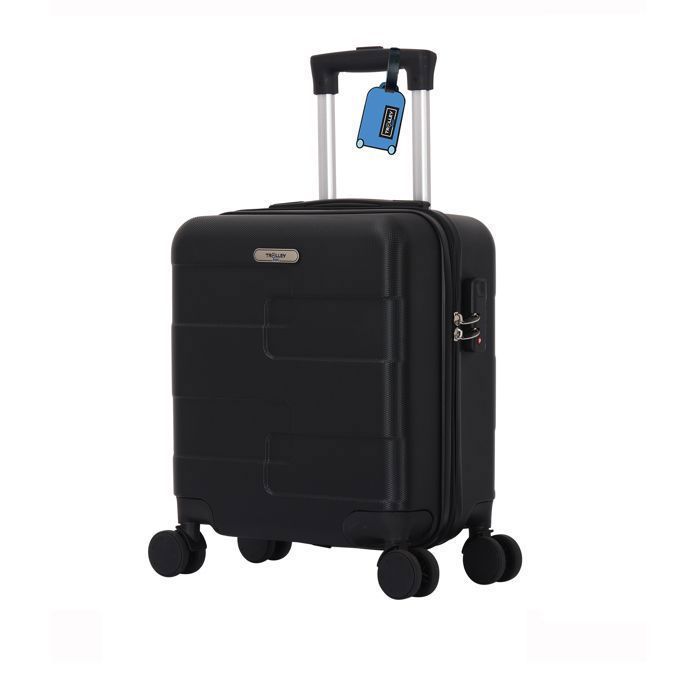 Maleta de cabina EasyJet de 45x36x20 cm – ABS rígido y ligero – 4 ruedas dobles giratorias – Negra – Carrito ADC – Etiqueta de equipaje incluida