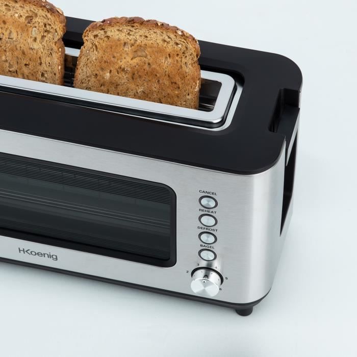 Toaster - VIEW7 - 2 Slice - Stainless Steel - 6 Browning Levels - Transparent Glass