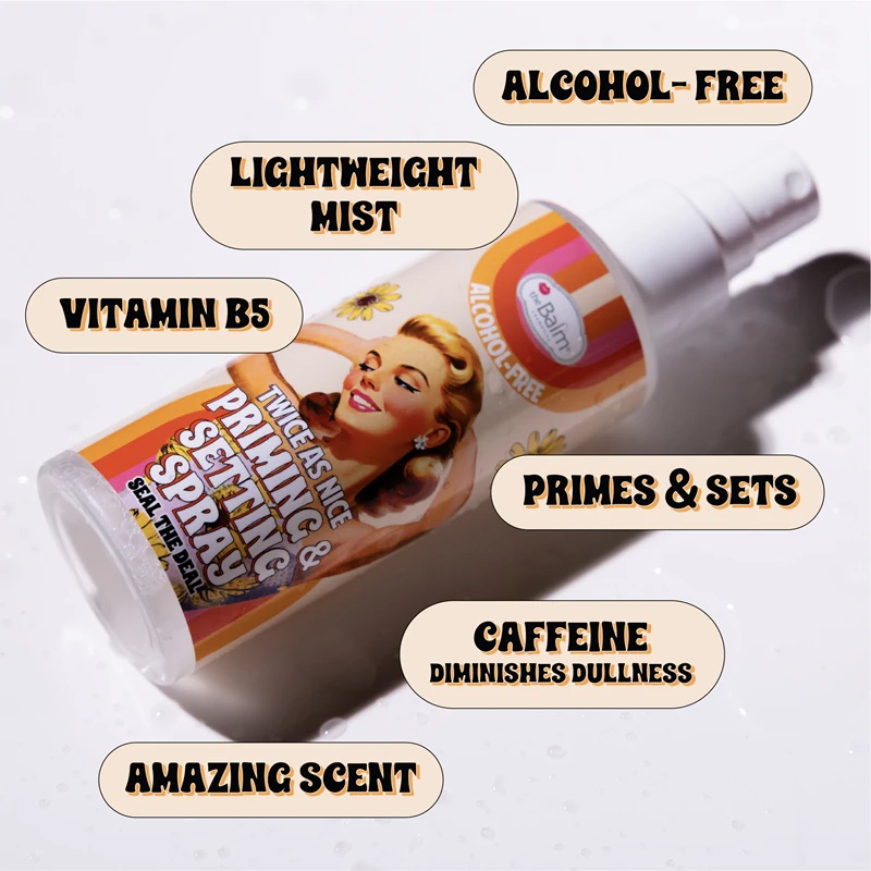 „theBalm Twice as Nice“ gruntuojantis ir fiksuojantis purškiklis