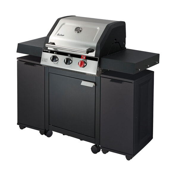 Boston EVO Pro 3 R Turbo gas grill, including weather protection cover