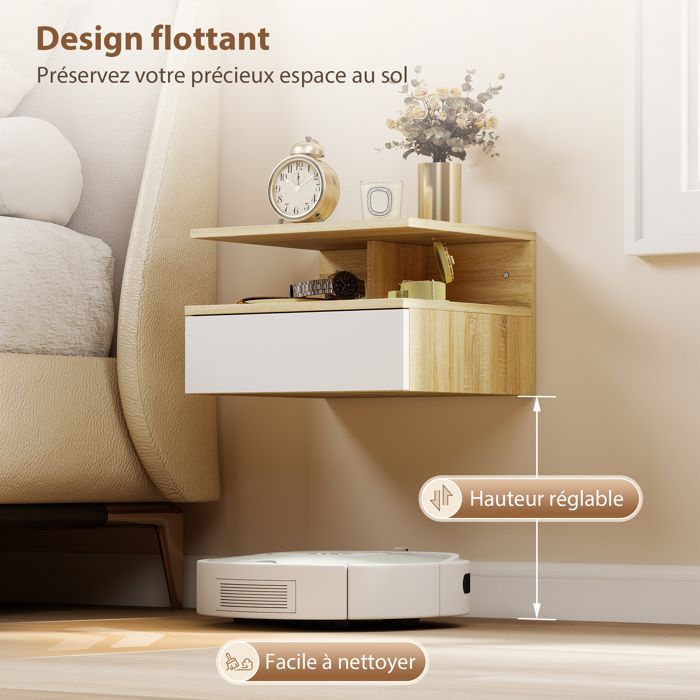 HOMCOM - Bedside Tables - Particleboard - 35x32x22.5cm - White