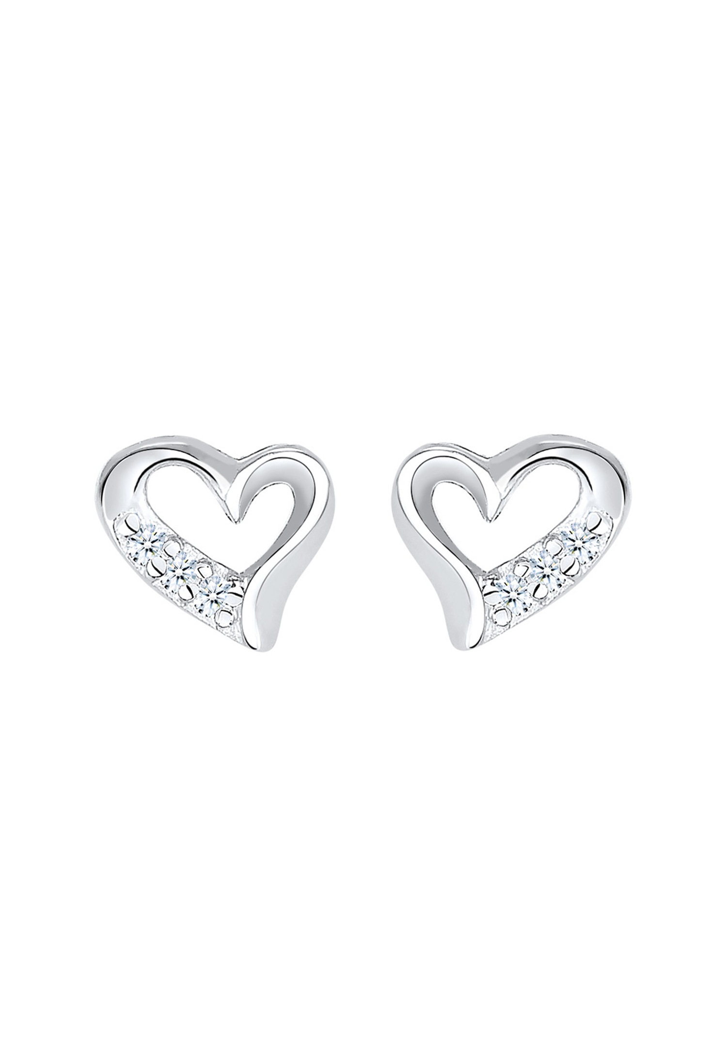 Elli DIAMONDS Femmes Clous d'oreilles Motif Coeur Élégant avec Diamant (0.06 ct.) en Argent Sterling 925