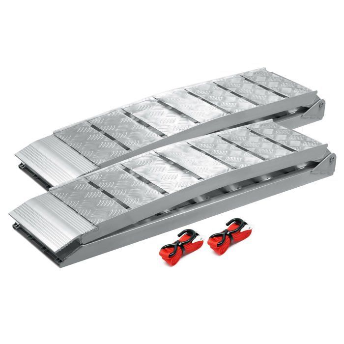 Set of 2 loading ramps, 228 cm, 1360 kg, folding aluminum, for motorcycles and ATVs.