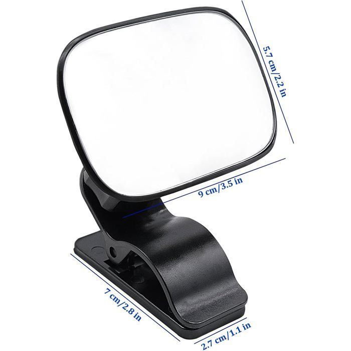 Bébé Vue Arrière Miroir Avec Clip Rotation à 360° Rétroviseur Voiture Bébé pour Vue Large Sécurité Sièges Arrière, 9 * 5,7 cm