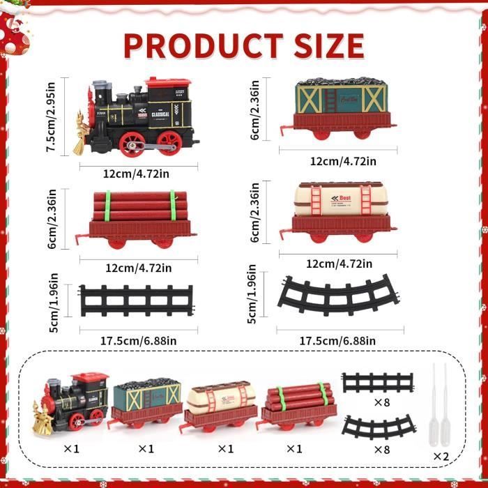 Train à Vapeur de Noël Ensemble de Train Jouet pour Enfants Train Electrique Garçons Filles pour fêtes de Fin D'année pour Noël