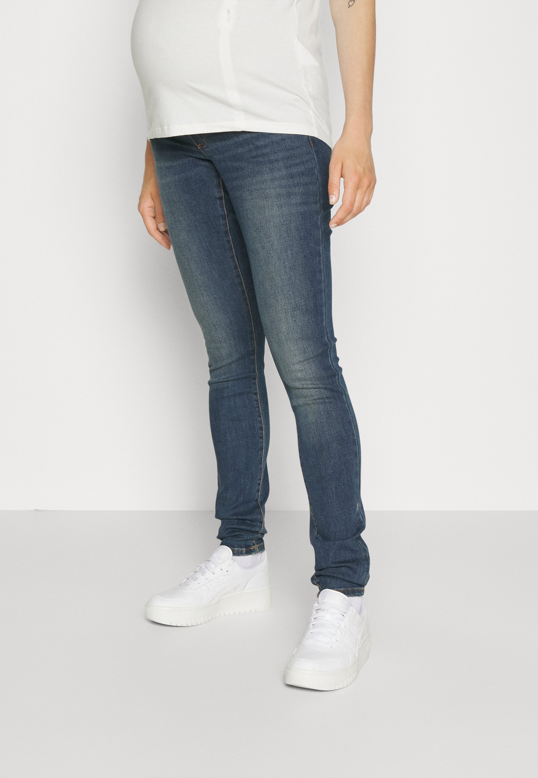 ONLY MATERNITY OLMWAUW MID - Skinny Fit jeans - donkerblauwe denim