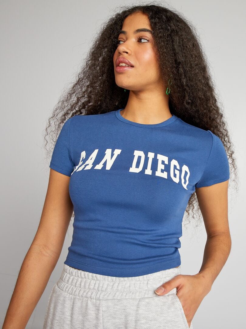 Cropped 'San Diego' T-shirt - BLAUW