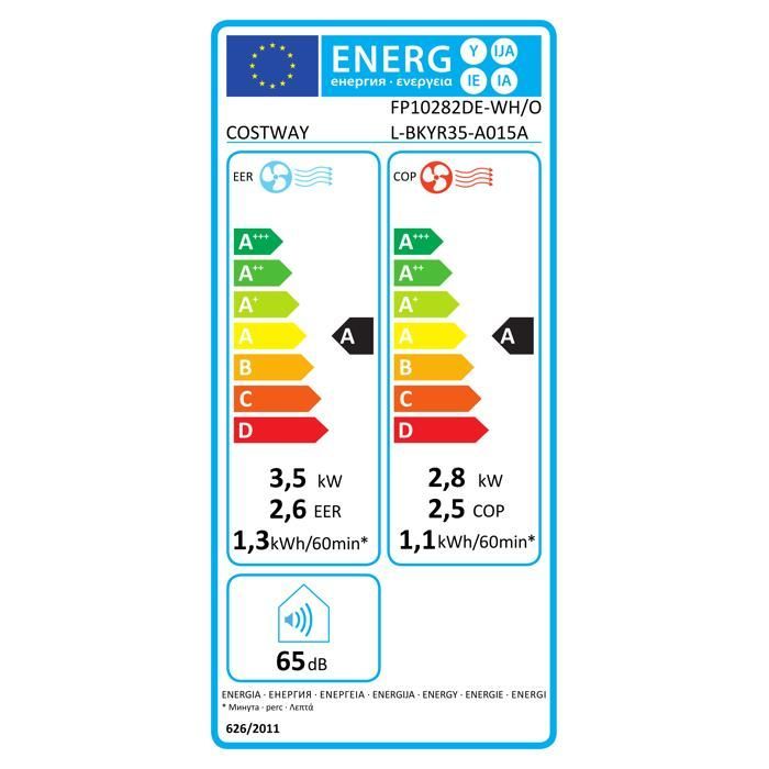 Aire acondicionado portátil COSTWAY de 12000 BTU con función de calefacción por aplicación a 25 °C, 3,5 kW, R290, 6 en 1, Clase A, silencioso, con ventilador, deshumidificador y modo nocturno.