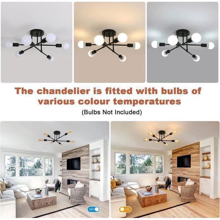 DORLINK Industriële Plafondlamp E27 – Retro Metalen Plafondkroonluchter – Binnenverlichting voor Woonkamer, Slaapkamer, Hal