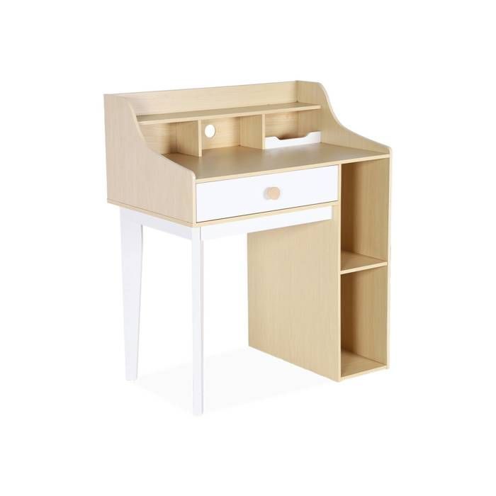 Children's desk with wooden finish, 1 drawer, 3 shelves, EDGAR