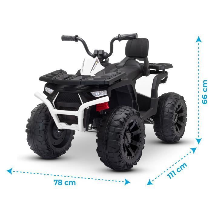 Quad électrique 2x 40W pour enfant - avec 4 suspensions, Marche AV-AR et Système audio Couleur:Blanc