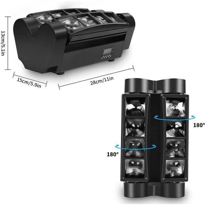 Efecto de luz de discoteca tipo araña de 8x10W - FOLAYA - Control de sonido y DMX512 - Estroboscópico alto