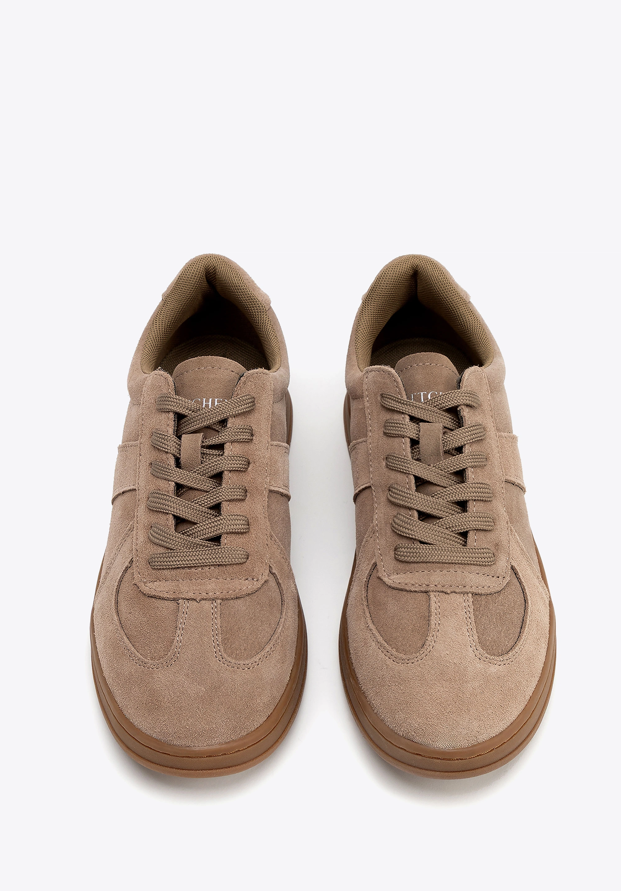 Sneakersy męskie ze skóry zamszowej ciemny beż