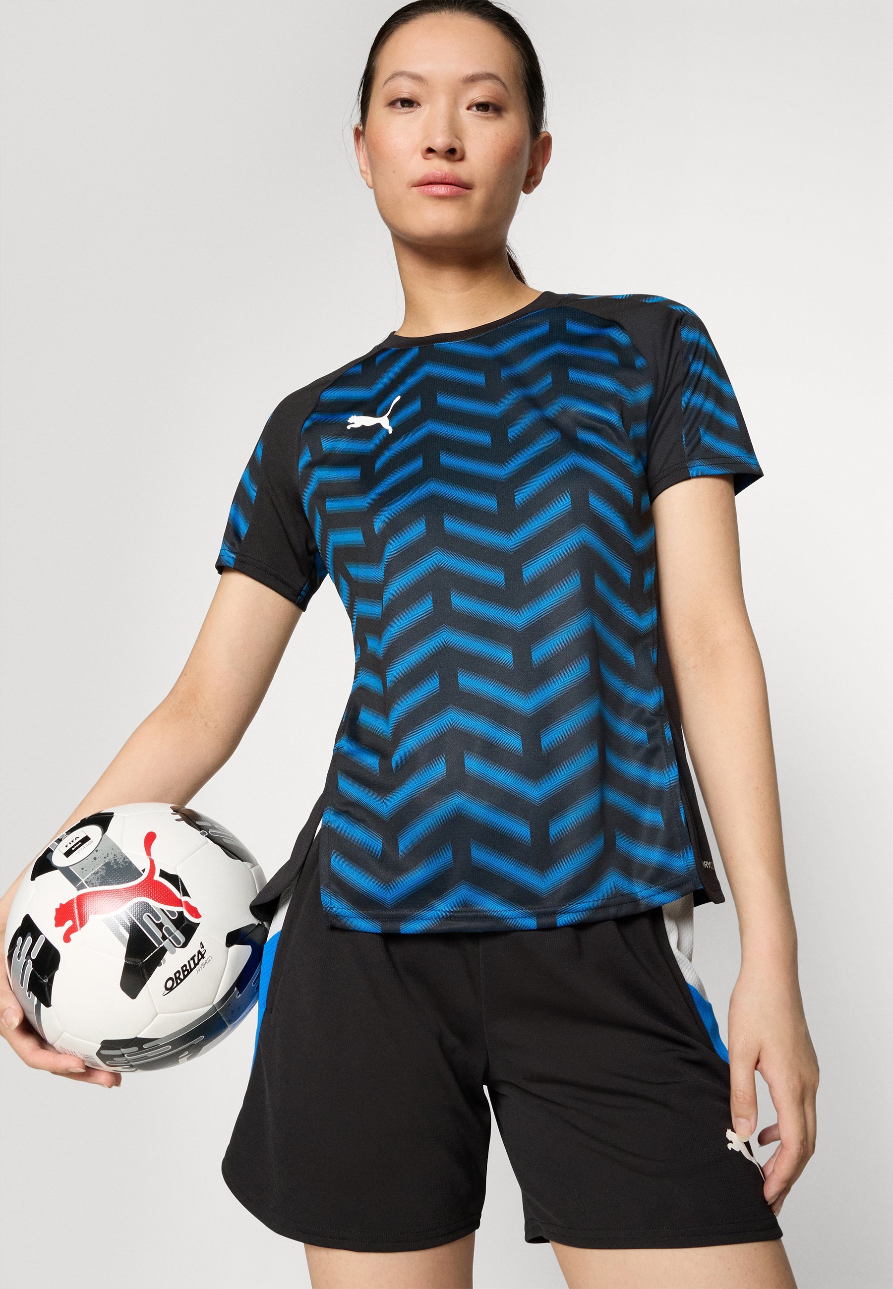 Puma INDIVIDUALBLAZE - Sport T-shirt - zwart/wit/racing blue