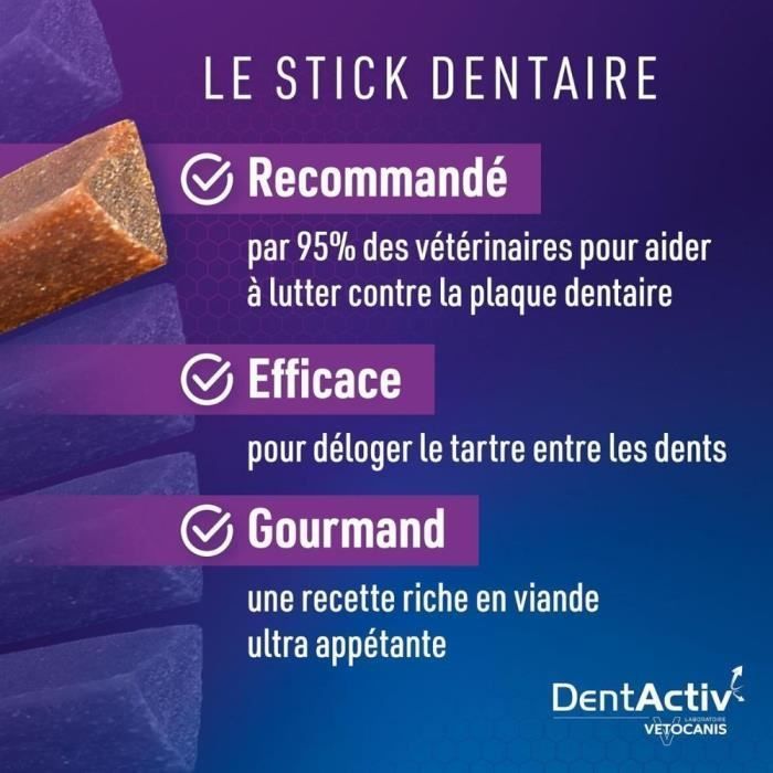 DentActiv - 7 Sticks - VETOCANIS - 7 Beef Oral Hygiene Sticks for Dogs 15kg+
