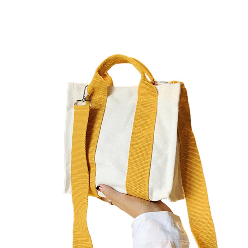 2020 Fashion Trend Canvas Crossbody Bag for WOMEN Color Block Simple New Casual Handbag Shoulder Shopping Travel Tote Satchel