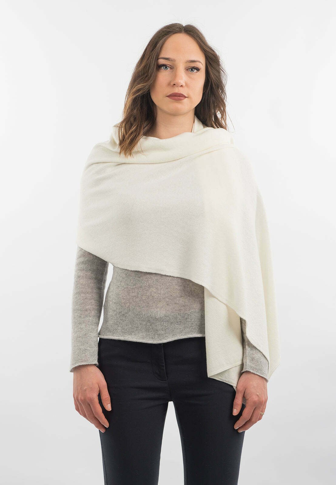Cachecol de caxemira Dalle Piane - branco
