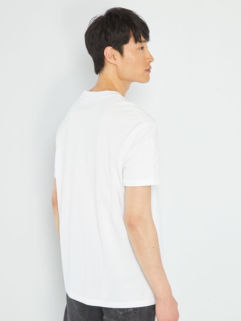 Camiseta de punto holgada con bolsillo - Blanca