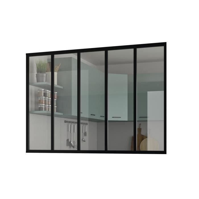 Kit de techo fijo de cristal - OPTIMUM - Aluminio - 5 paneles - 117 x 168,5 cm - Negro