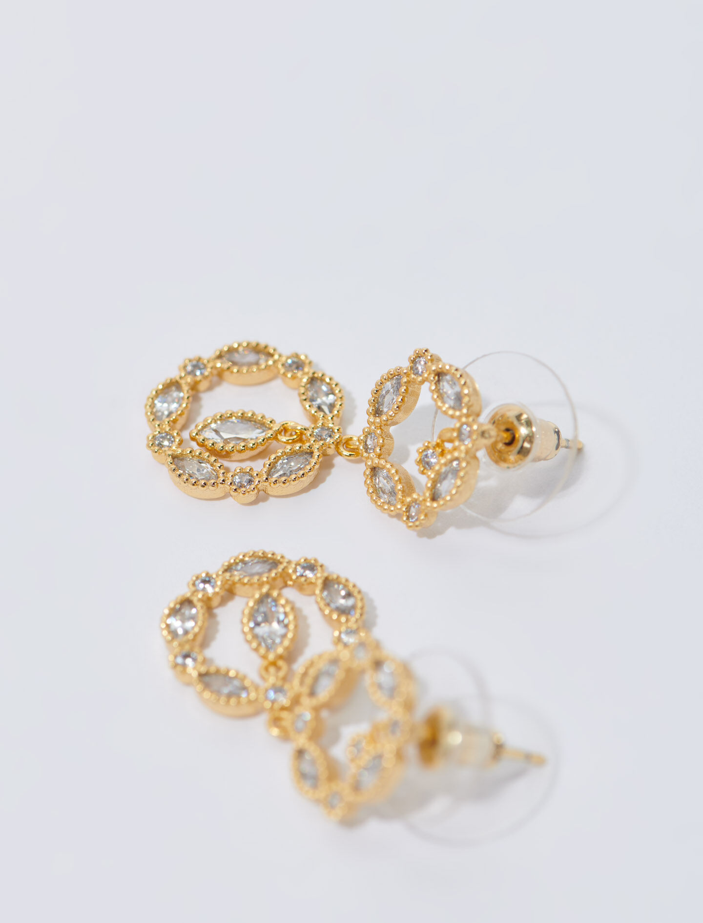 Lange oorbellen met strass-steentjes - Goud