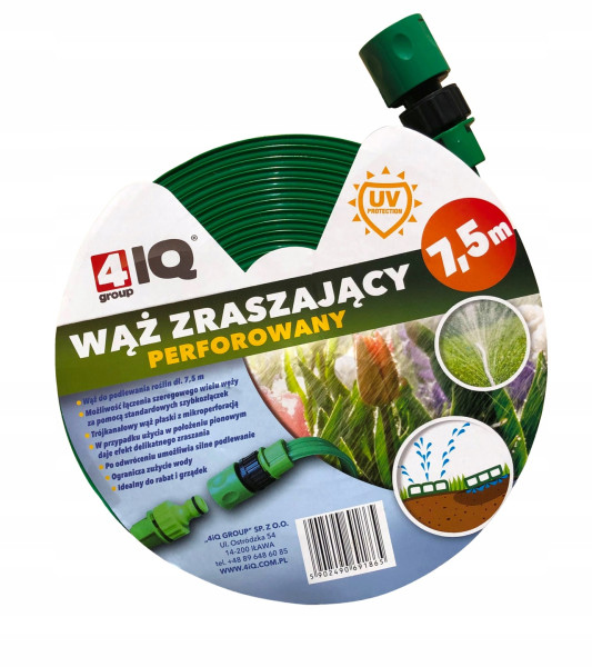 Długi Wąż Kroplujący Zraszający Perforowany 7,5 m Wąż Ogrodowy Nawadnianie