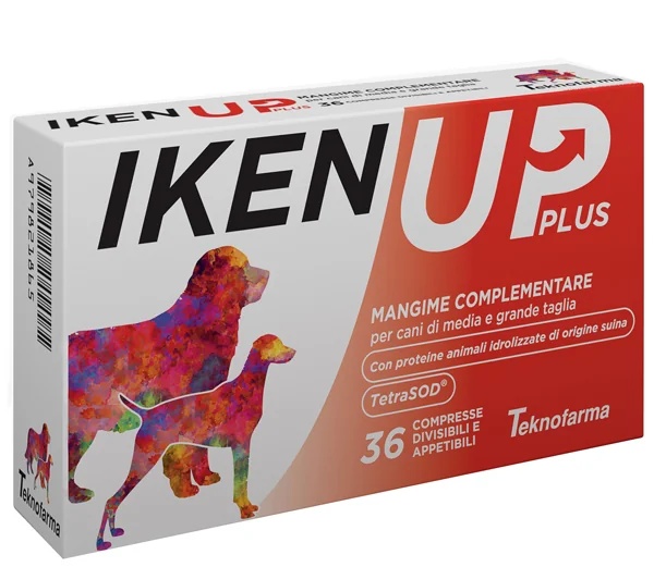 TEKNOFARMA Iken Up Plus Dogs Medium Large Size Box 36 tablets satisface las necesidades de los perros en situaciones de estrés.