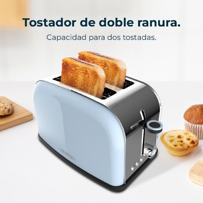 Cecotec Grille-pain vertical Toastin' time 850 Inox, 850 W de puissance, Double fente longue et large de 3,8 cm