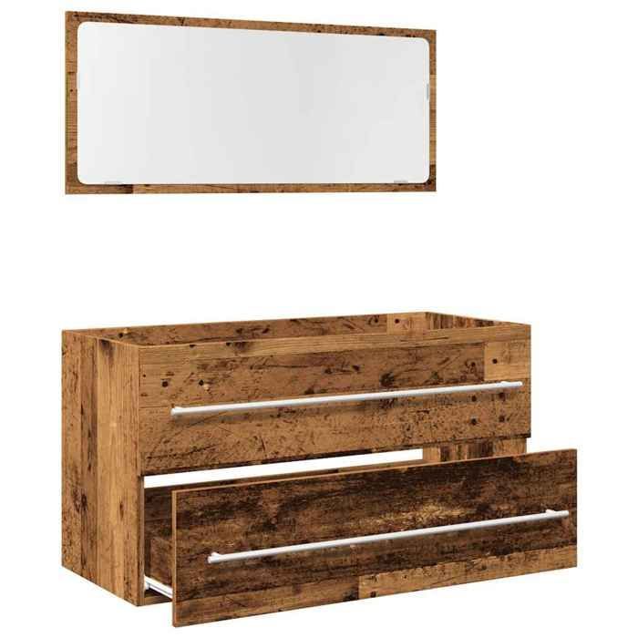 vidaXL 2-delige badkamermeubelset van bewerkt hout, badkamerkast, badkamermeubel met wastafel en wastafelmeubel 856388
