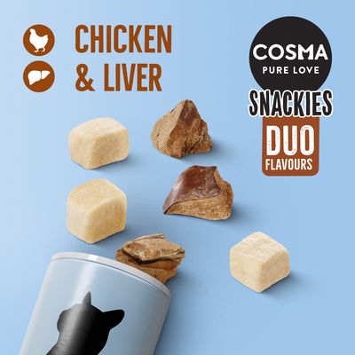 Cosma Snackies DUO 2 în 1 - Gustări liofilizate pentru pisici