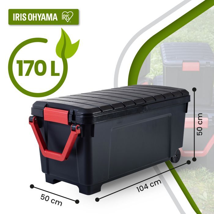 Iris Ohyama, Baúl de almacenamiento grande de plástico resistente, 170 L, Unidad, Negro, SIA-1000