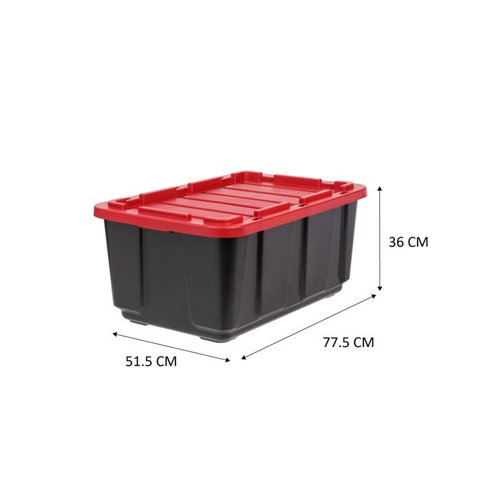 Iris Ohyama, Caisse Rangement avec Couvercle Robuste, 100L, Lot de 3, Noir, UTB-27