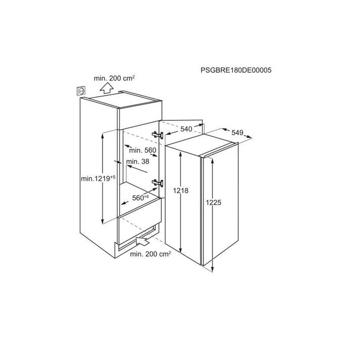 Electrolux Einbau-Kühlschrank mit Schiebetüren, 208 l - ERB3DE12S