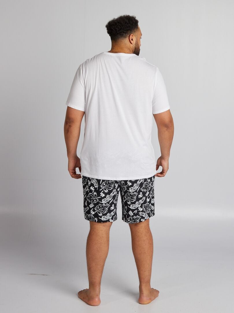 Pijama curto + camiseta - 2 peças - PRETO