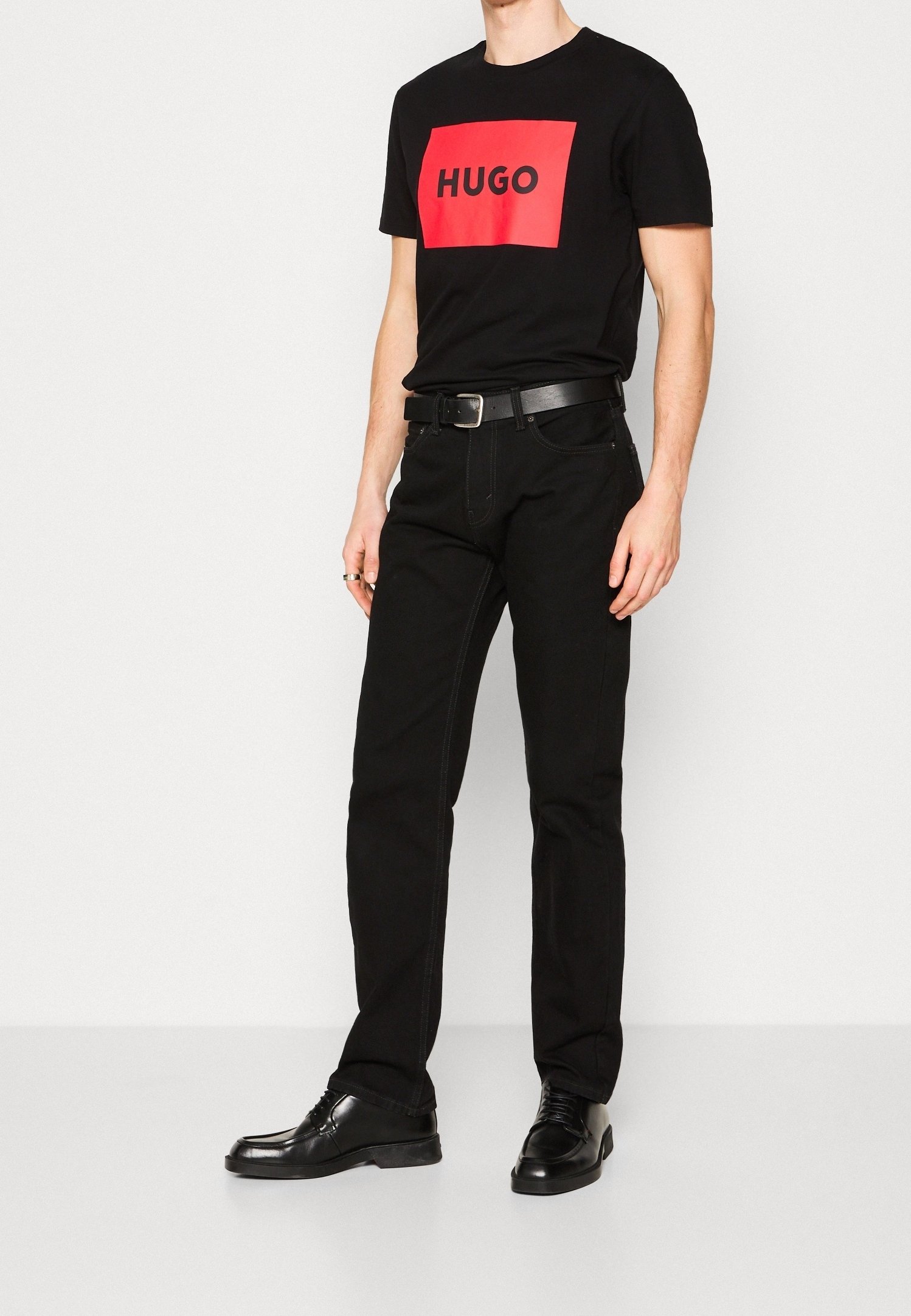 HUGO T-shirt met print - zwart