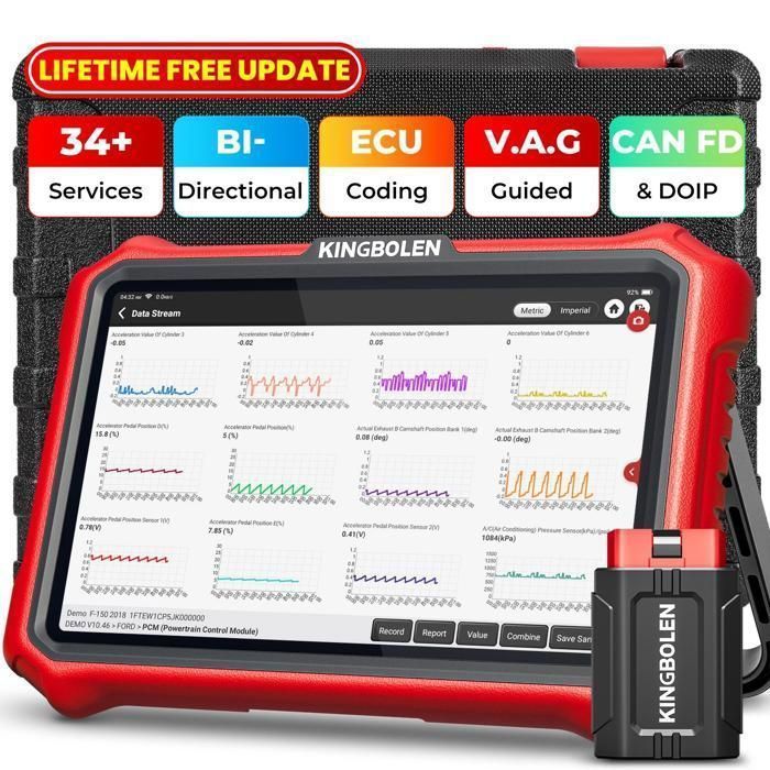KINGBOLEN K8 Pro Valise Diagnostic Auto, Bidirectionnel OBD2 Diagnostic pour système Complet, CANFD＆FCA, Mise à Jour Gratuite à Vie