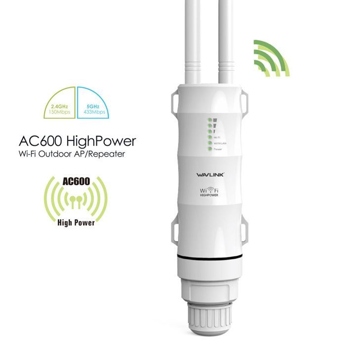 Outdoor WiFi Access Point - XVX - WiFi Repeater - Dual Band AC600 - Waterproof - Suitable for Gardens