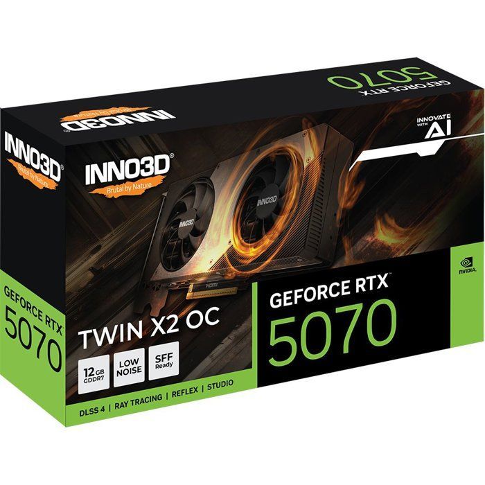 INNO3D - Placa de vídeo - NVIDIA RTX 5070 TWIN X2 OC - N50702-12D7X-195064N - 12GB