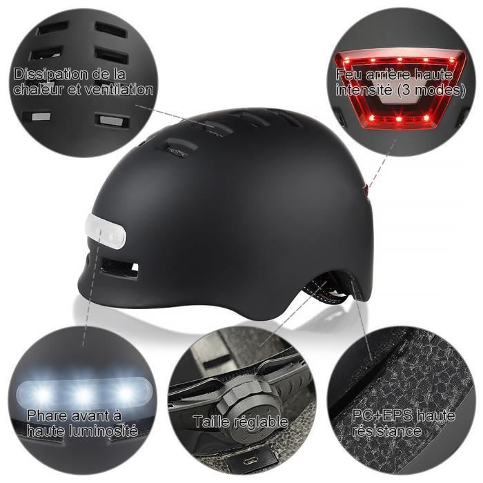 Outdoor sports helmet with indicator light - WOZWE - For bicycle/electric scooter - Black