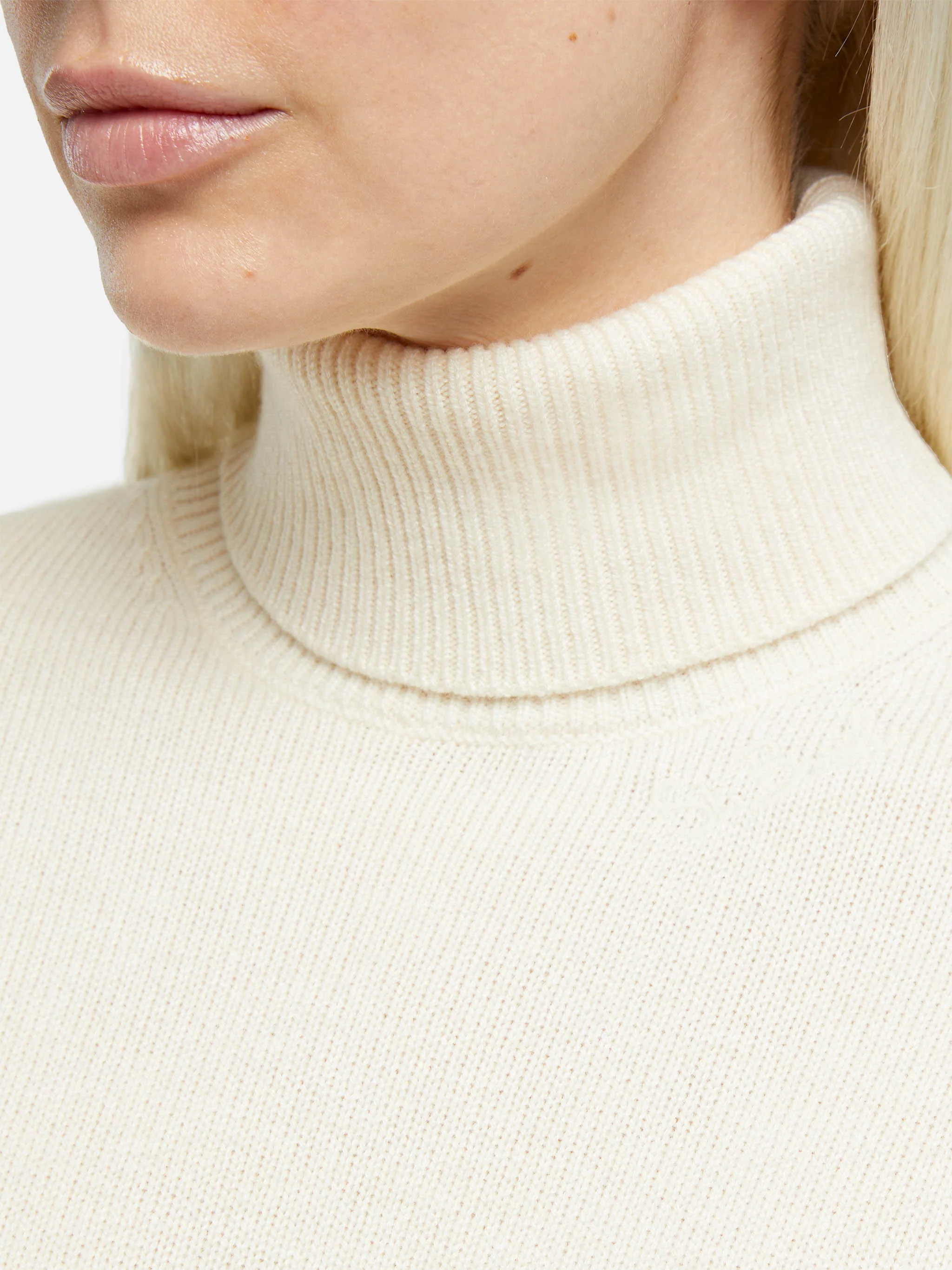 Moody Damen Slim Rippstrickpullover, weiß